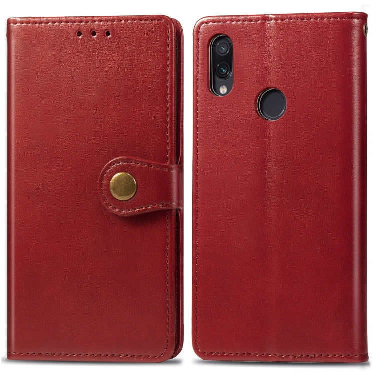 Retro Solid Color Leather Buckle Mobile Phone Protection Leather Case with Photo Frame & Card Slot & Wallet & Bracket Function for Xiaomi Redmi NOTE 7