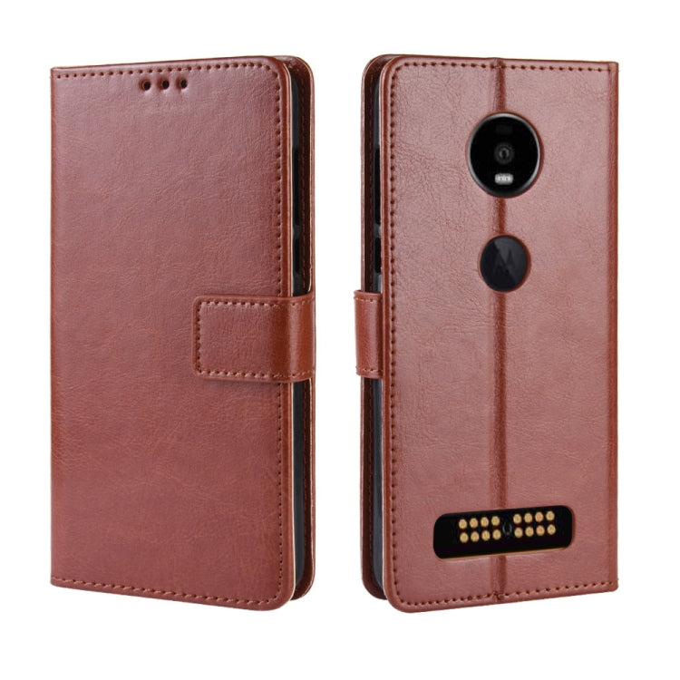 Retro Crazy Horse Texture Horizontal Flip Leather Case for Motorola Moto Z4/Z4 Play, with Holder & Card Slots & Photo Frame