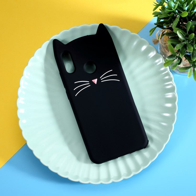 Lovely 3D Moustache Cat Soft Silicone Back Case for Huawei Honor 10 Lite / P Smart (2019)