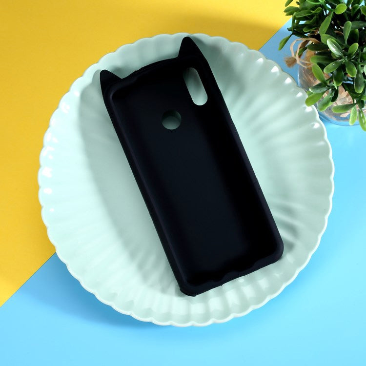 Lovely 3D Moustache Cat Soft Silicone Back Case for Huawei Honor 10 Lite / P Smart (2019)