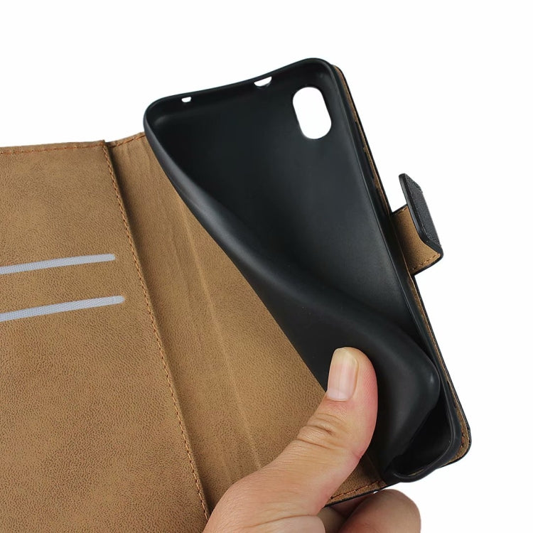 Leather Horizontal Flip Holster for Xiaomi Redmi 7A with Magnetic Clasp and Bracket and Card Slot and Wallet(Black)