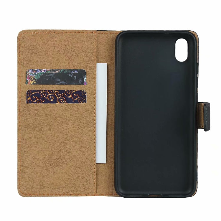 Leather Horizontal Flip Holster for Xiaomi Redmi 7A with Magnetic Clasp and Bracket and Card Slot and Wallet(Black)