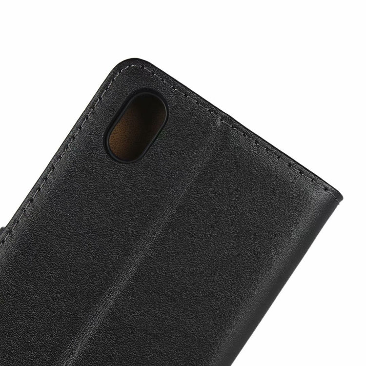 Leather Horizontal Flip Holster for Xiaomi Redmi 7A with Magnetic Clasp and Bracket and Card Slot and Wallet(Black)