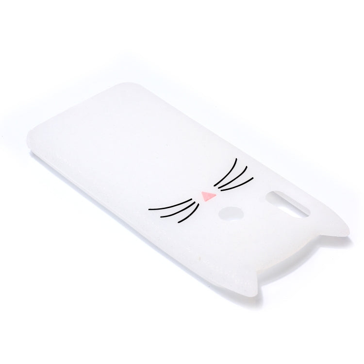 Lovely 3D Moustache Cat Soft Silicone Back Case for Huawei Y9 2019 / Enjoy 9 Plus(White)