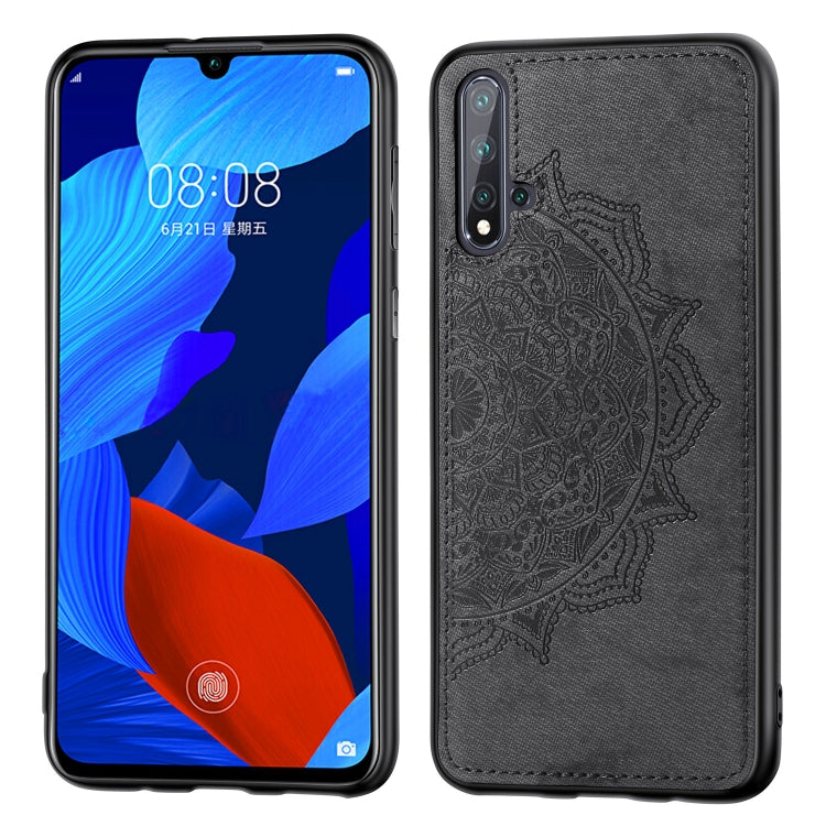 Embossed Mandala pattern PC + TPU + Fabric Phone Case for Huawei Nova5 & Nova 5 Pro ,with Lanyard & Magnetic