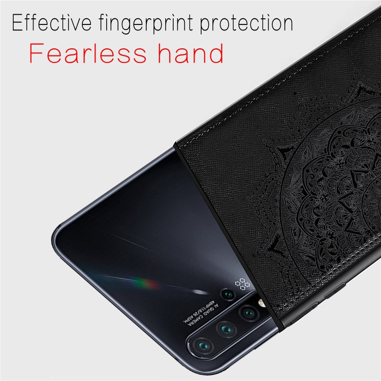 Embossed Mandala pattern PC + TPU + Fabric Phone Case for Huawei Nova5 & Nova 5 Pro ,with Lanyard & Magnetic
