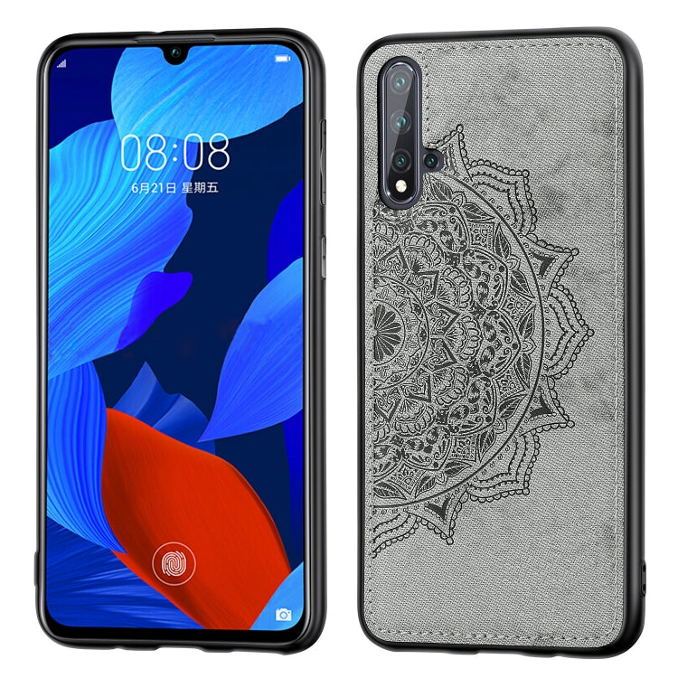 Embossed Mandala pattern PC + TPU + Fabric Phone Case for Huawei Nova5 & Nova 5 Pro ,with Lanyard & Magnetic