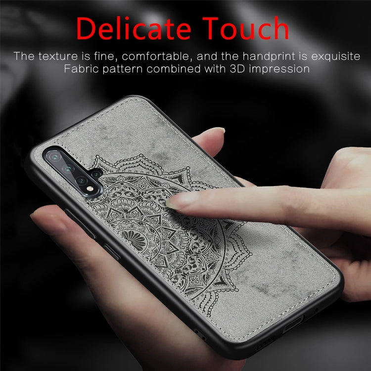 Embossed Mandala pattern PC + TPU + Fabric Phone Case for Huawei Nova5 & Nova 5 Pro ,with Lanyard & Magnetic