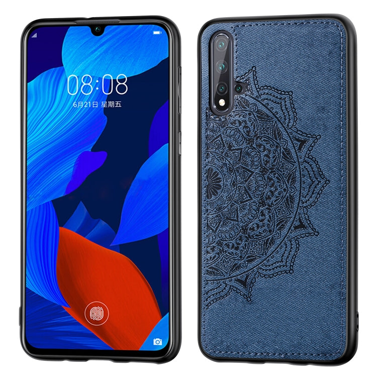 Embossed Mandala pattern PC + TPU + Fabric Phone Case for Huawei Nova5 & Nova 5 Pro ,with Lanyard & Magnetic