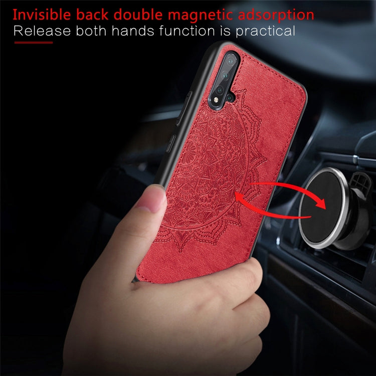 Embossed Mandala pattern PC + TPU + Fabric Phone Case for Huawei Nova5 & Nova 5 Pro ,with Lanyard & Magnetic