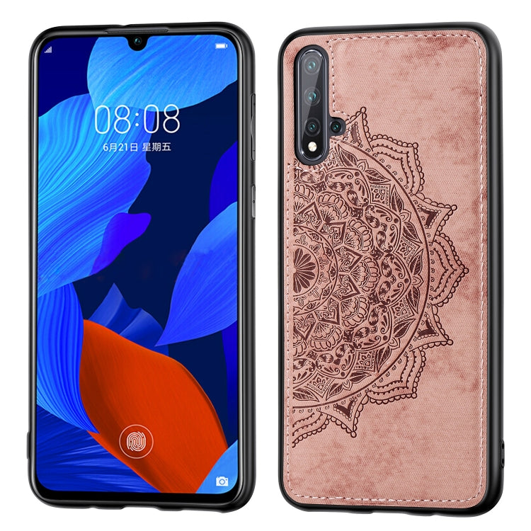 Embossed Mandala pattern PC + TPU + Fabric Phone Case for Huawei Nova5 & Nova 5 Pro ,with Lanyard & Magnetic