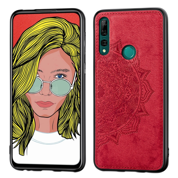 Embossed Mandala pattern PC + TPU + Fabric Phone Case for Huawei Y9 Prime (2019) / P Smart Z,with Lanyard & Magnetic