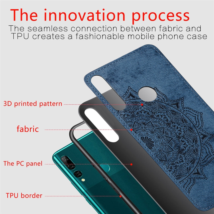 Embossed Mandala pattern PC + TPU + Fabric Phone Case for Huawei Y9 Prime (2019) / P Smart Z,with Lanyard & Magnetic