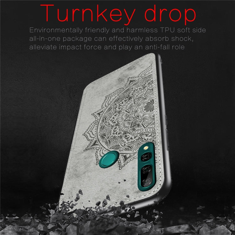 Embossed Mandala pattern PC + TPU + Fabric Phone Case for Huawei Y9 Prime (2019) / P Smart Z,with Lanyard & Magnetic