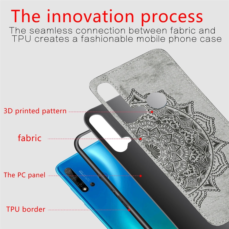 Embossed Mandala pattern PC + TPU + Fabric Phone Case for Huawei P20 Lite (2019) / Nova 5i,with Lanyard & Magnetic