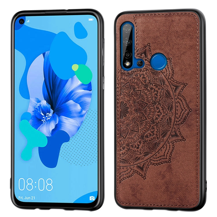 Embossed Mandala pattern PC + TPU + Fabric Phone Case for Huawei P20 Lite (2019) / Nova 5i,with Lanyard & Magnetic