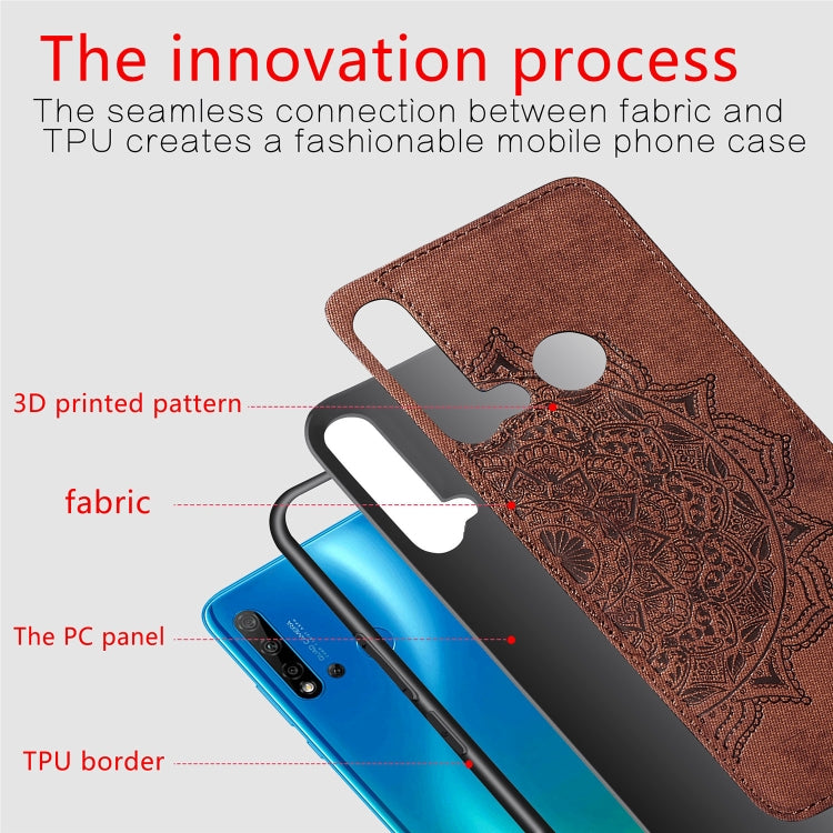 Embossed Mandala pattern PC + TPU + Fabric Phone Case for Huawei P20 Lite (2019) / Nova 5i,with Lanyard & Magnetic