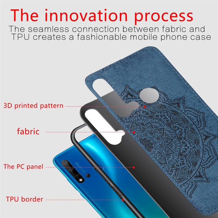 Embossed Mandala pattern PC + TPU + Fabric Phone Case for Huawei P20 Lite (2019) / Nova 5i,with Lanyard & Magnetic