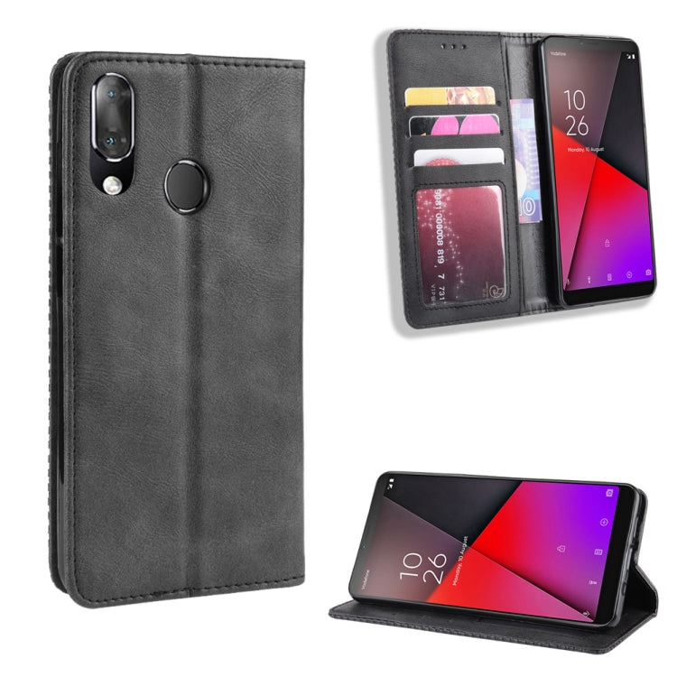 Magnetic Buckle Retro Crazy Horse Texture Horizontal Flip Leather Case for Vodafone Smart X9 , with Holder & Card Slots & Photo Frame