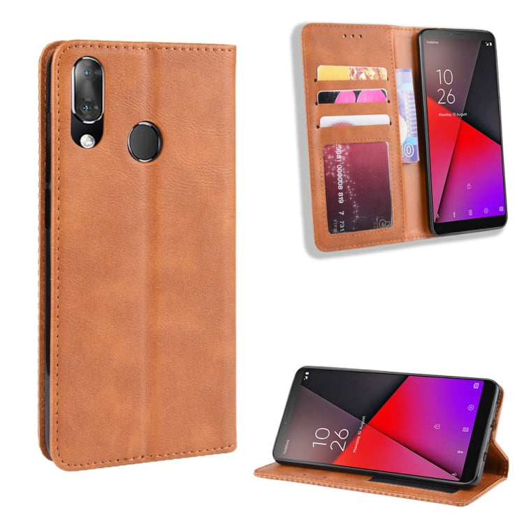 Magnetic Buckle Retro Crazy Horse Texture Horizontal Flip Leather Case for Vodafone Smart X9 , with Holder & Card Slots & Photo Frame