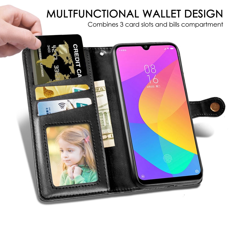 Retro Solid Color Leather Buckle Mobile Phone Protection Leather Case with Lanyard & Photo Frame & Card Slot & Wallet & Bracket Function for Xiaomi Mi CC9e