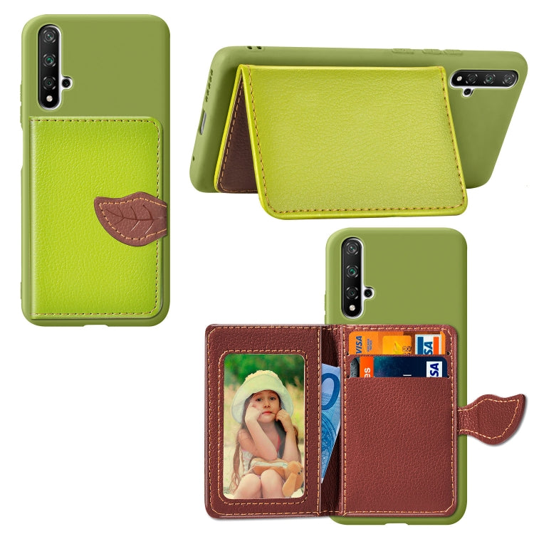 Litchi Pattern Card Bag Wallet Bracket + TPU Phone Case with Card Slot Wallet Bracket Function For Huawei Honor 20