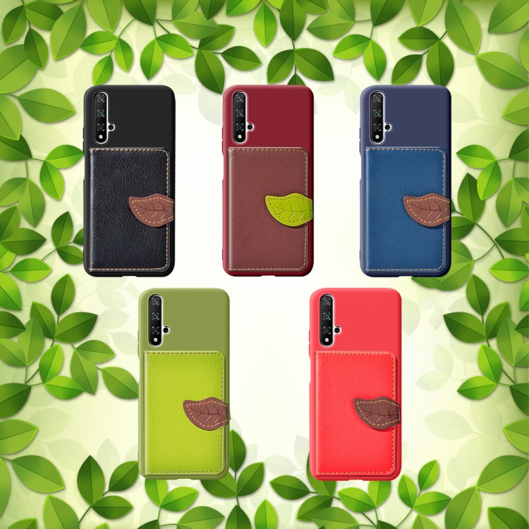 Litchi Pattern Card Bag Wallet Bracket + TPU Phone Case with Card Slot Wallet Bracket Function For Huawei Honor 20