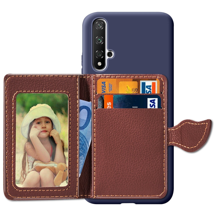 Litchi Pattern Card Bag Wallet Bracket + TPU Phone Case with Card Slot Wallet Bracket Function For Huawei Honor 20
