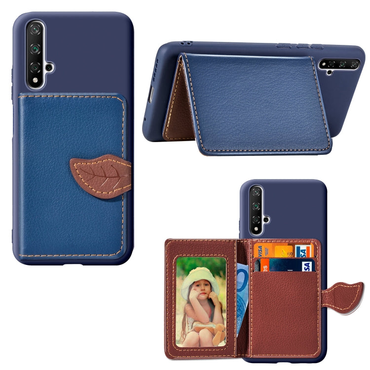 Litchi Pattern Card Bag Wallet Bracket + TPU Phone Case with Card Slot Wallet Bracket Function For Huawei Honor 20