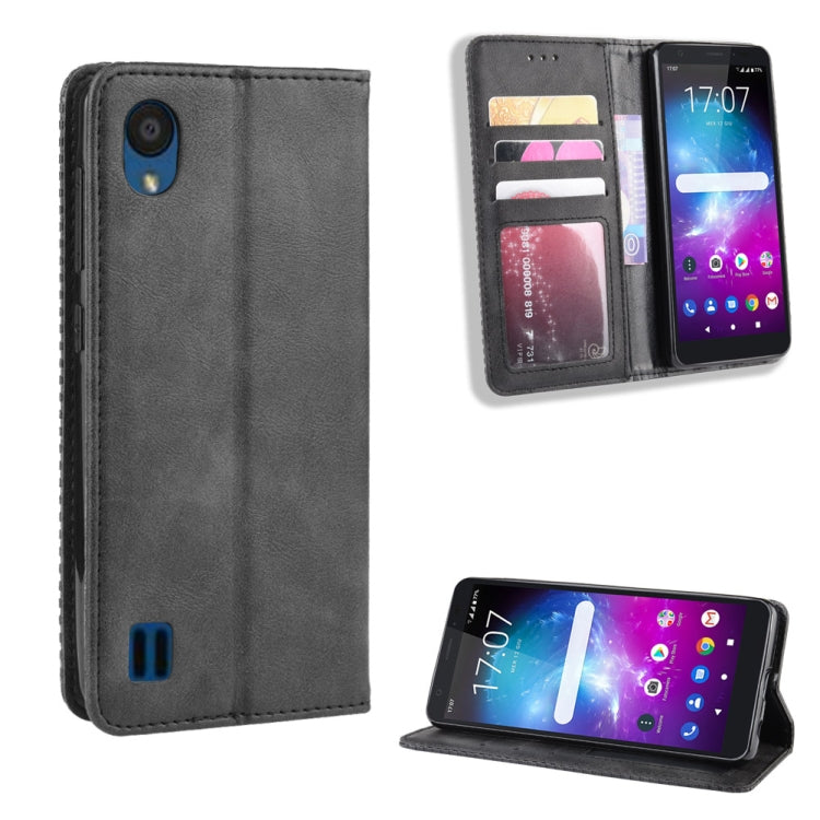 Magnetic Buckle Retro Crazy Horse Texture Horizontal Flip Leather Case for ZTE Blade A5 (2019) , with Holder & Card Slots & Photo Frame