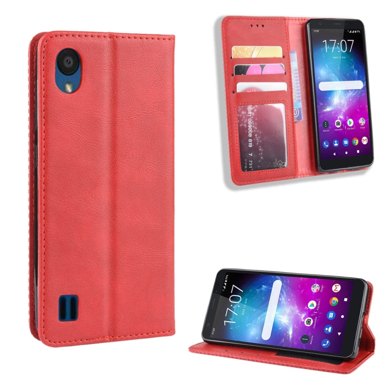 Magnetic Buckle Retro Crazy Horse Texture Horizontal Flip Leather Case for ZTE Blade A5 (2019) , with Holder & Card Slots & Photo Frame