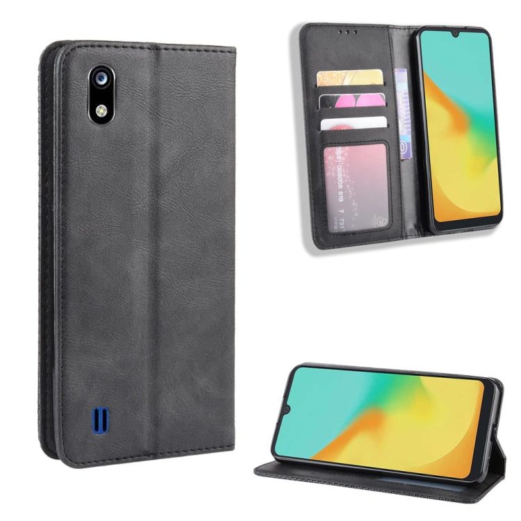 Magnetic Buckle Retro Crazy Horse Texture Horizontal Flip Leather Case for ZTE Blade A7 (2019) , with Holder & Card Slots & Photo Frame
