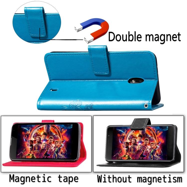 Four-leaf Clasp Embossed Buckle Mobile Phone Protection Leather Case with Lanyard & Card Slot & Wallet & Bracket Function for Nokia 2.2