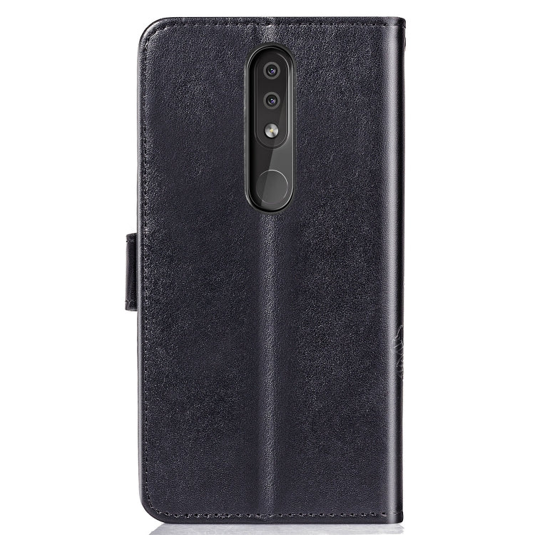 Four-leaf Clasp Embossed Buckle Mobile Phone Protection Leather Case with Lanyard & Card Slot & Wallet & Bracket Function for Nokia 4.4