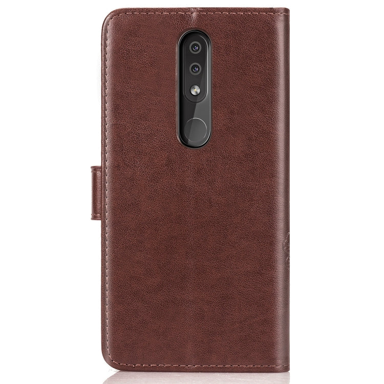 Four-leaf Clasp Embossed Buckle Mobile Phone Protection Leather Case with Lanyard & Card Slot & Wallet & Bracket Function for Nokia 4.4