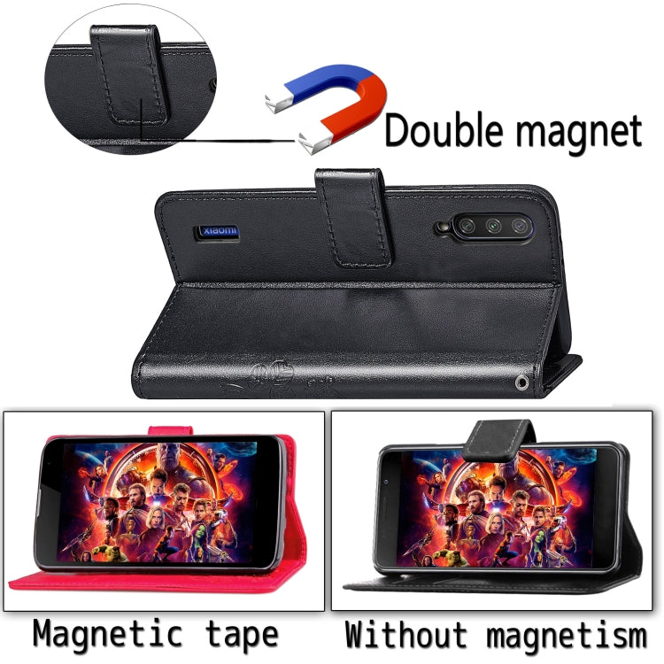 Four-leaf Clasp Embossed Buckle Mobile Phone Protection Leather Case with Lanyard & Card Slot & Wallet & Bracket Function for Xiaomi CC9e