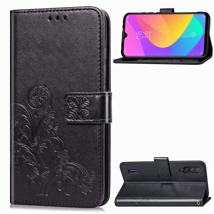 Four-leaf Clasp Embossed Buckle Mobile Phone Protection Leather Case with Lanyard & Card Slot & Wallet & Bracket Function for Xiaomi CC9