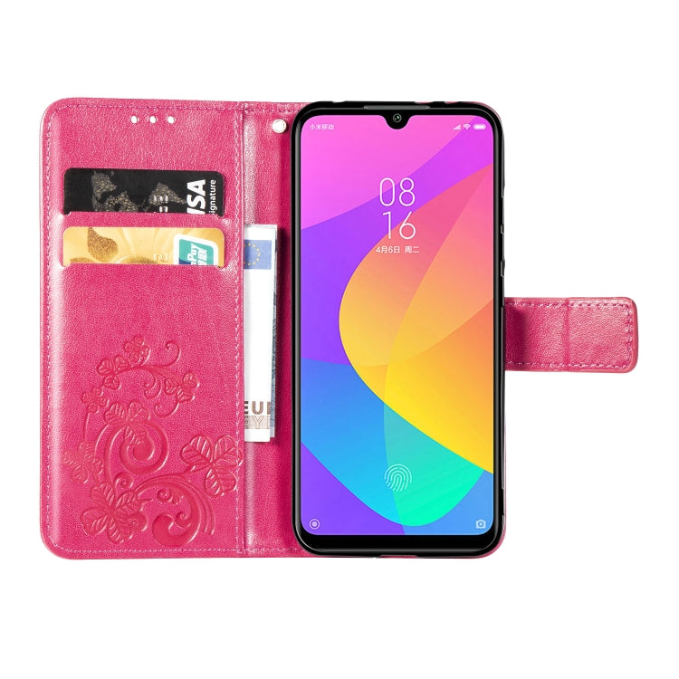 Four-leaf Clasp Embossed Buckle Mobile Phone Protection Leather Case with Lanyard & Card Slot & Wallet & Bracket Function for Xiaomi CC9