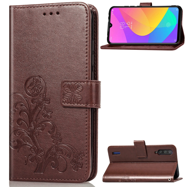 Four-leaf Clasp Embossed Buckle Mobile Phone Protection Leather Case with Lanyard & Card Slot & Wallet & Bracket Function for Xiaomi CC9