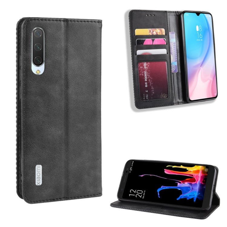 Magnetic Buckle Retro Crazy Horse Texture Horizontal Flip Leather Case for Xiaomi CC9e /A3, with Holder & Card Slots & Photo Frame