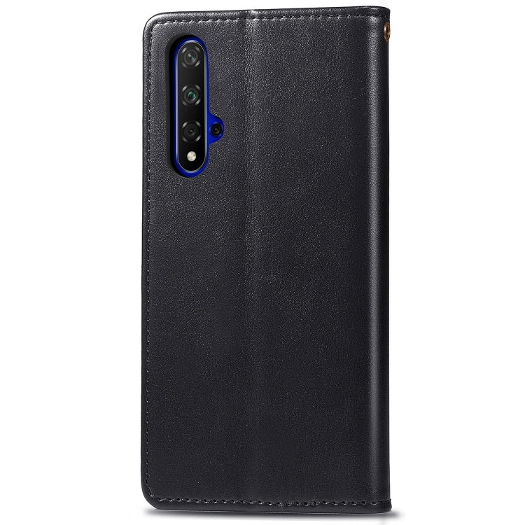 Retro Solid Color Leather Buckle Mobile Phone Protection Leather Case with Lanyard & Photo Frame & Card Slot & Wallet & Bracket Function for Huawei Honor 20