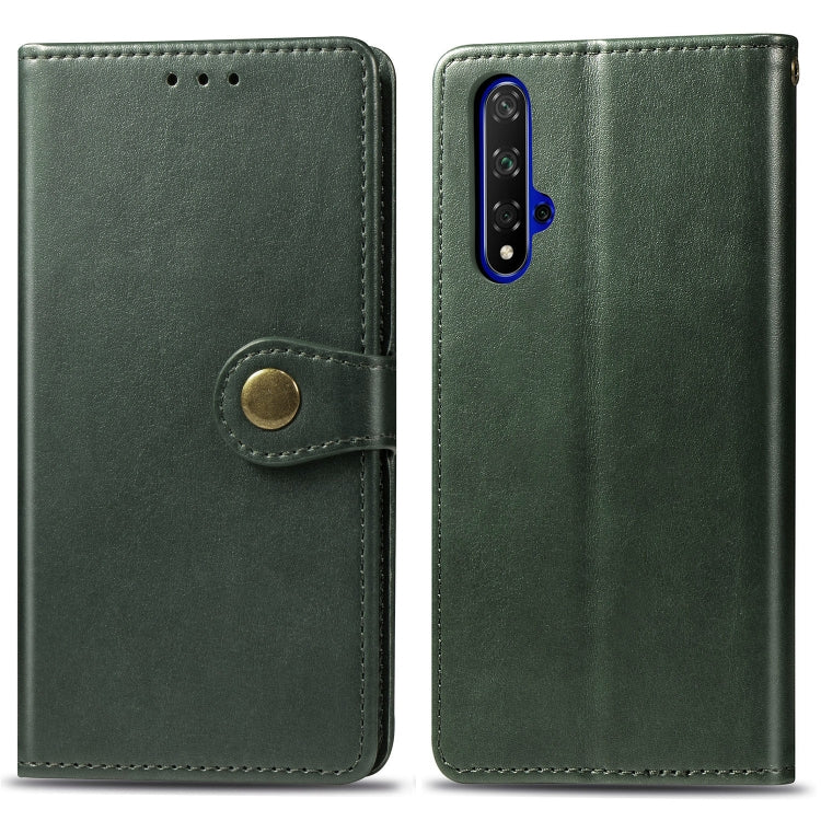 Retro Solid Color Leather Buckle Mobile Phone Protection Leather Case with Lanyard & Photo Frame & Card Slot & Wallet & Bracket Function for Huawei Honor 20