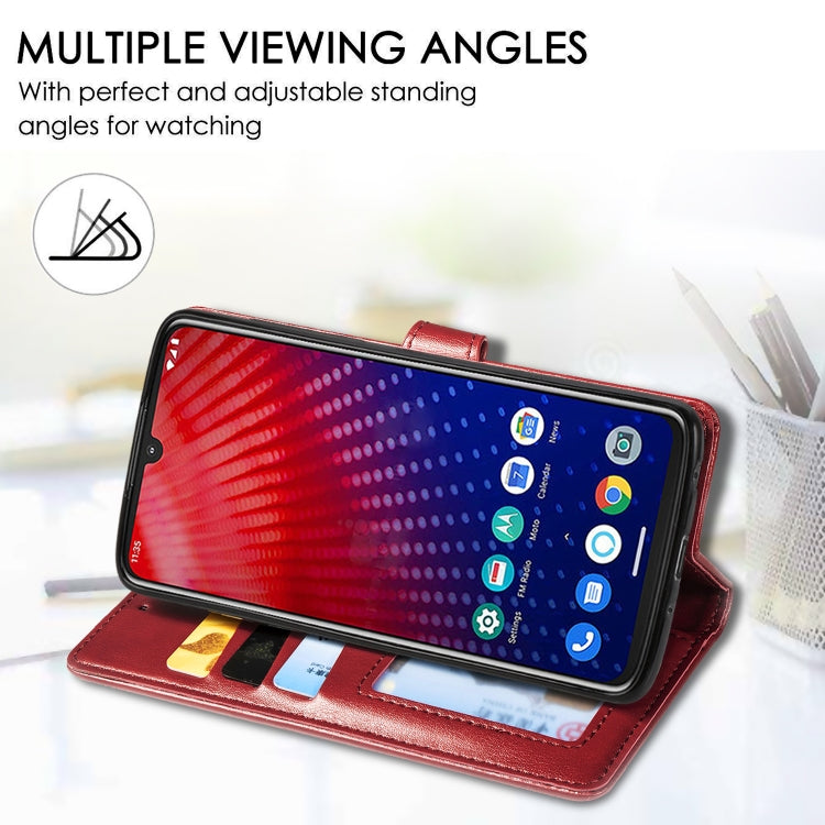 Retro Solid Color Leather Buckle Mobile Phone Protection Leather Case with Lanyard & Photo Frame & Card Slot & Wallet & Bracket Function for MOTO Z4