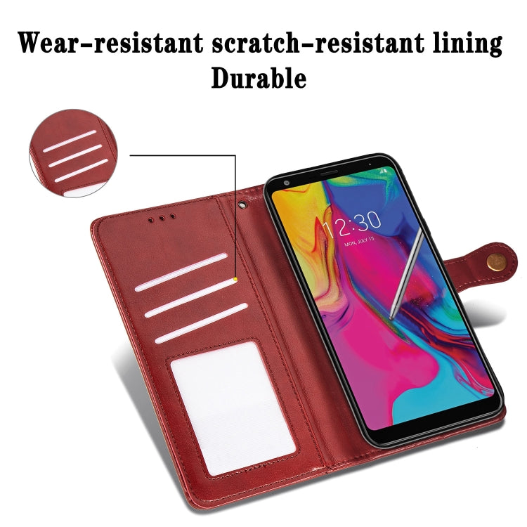 Retro Solid Color Leather Buckle Mobile Phone Protection Leather Case with Lanyard & Photo Frame & Card Slot & Wallet & Bracket Function for LG Stylo 5