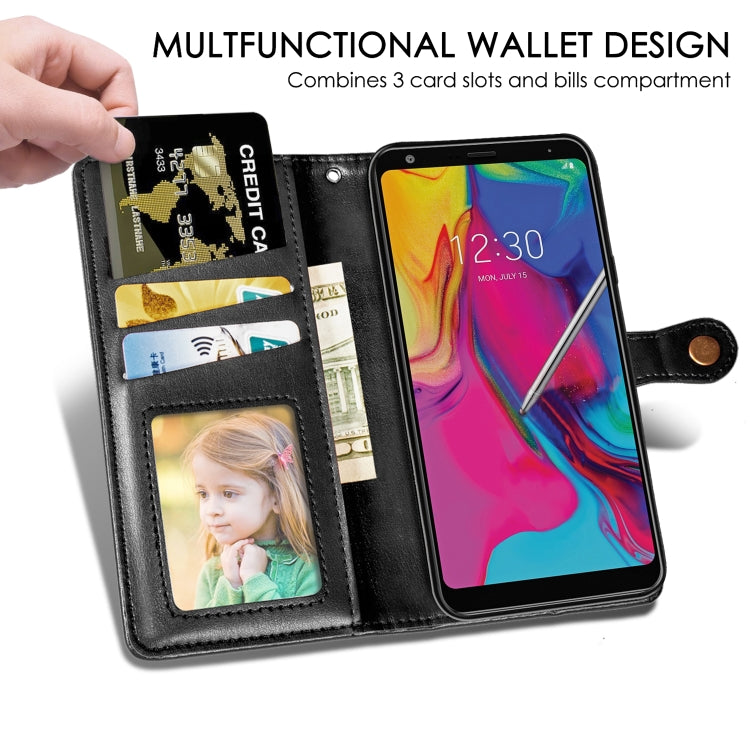 Retro Solid Color Leather Buckle Mobile Phone Protection Leather Case with Lanyard & Photo Frame & Card Slot & Wallet & Bracket Function for LG Stylo 5