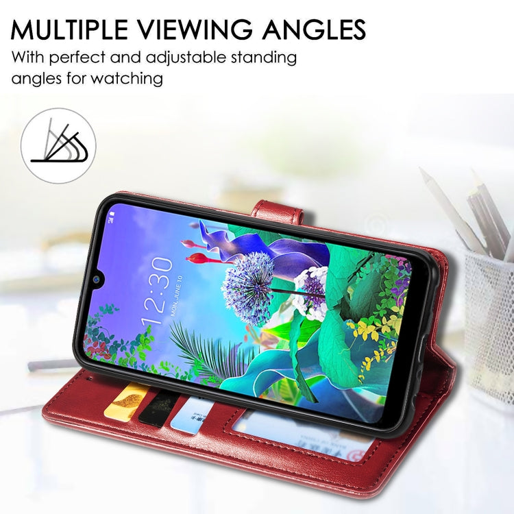 Retro Solid Color Leather Buckle Mobile Phone Protection Leather Case with Lanyard & Photo Frame & Card Slot & Wallet & Bracket Function for LG Q60