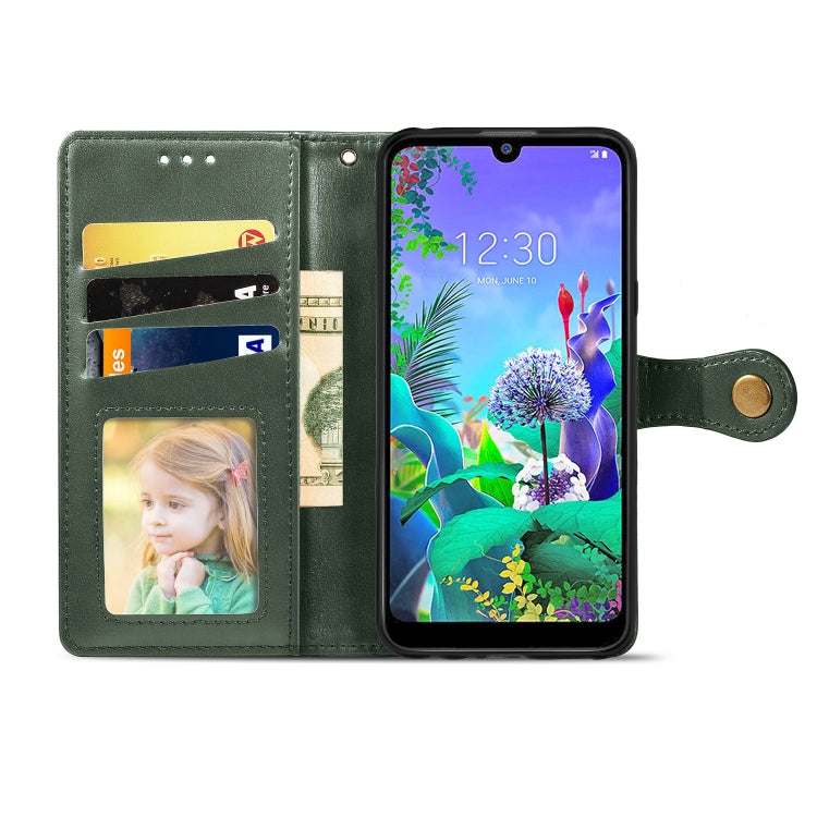Retro Solid Color Leather Buckle Mobile Phone Protection Leather Case with Lanyard & Photo Frame & Card Slot & Wallet & Bracket Function for LG Q60