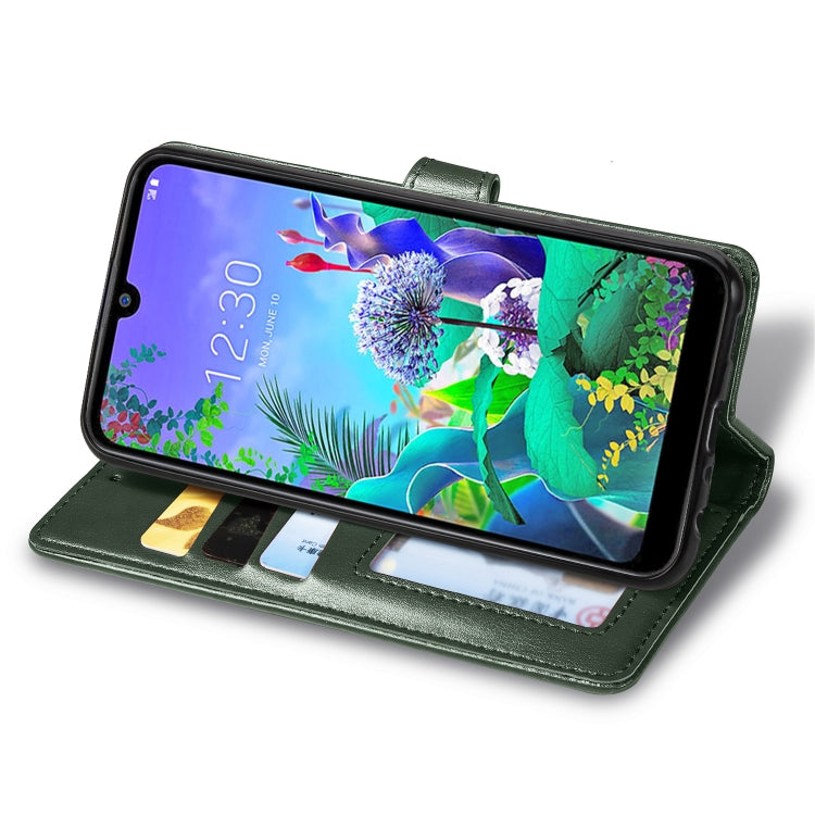 Retro Solid Color Leather Buckle Mobile Phone Protection Leather Case with Lanyard & Photo Frame & Card Slot & Wallet & Bracket Function for LG Q60