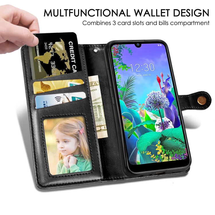 Retro Solid Color Leather Buckle Mobile Phone Protection Leather Case with Lanyard & Photo Frame & Card Slot & Wallet & Bracket Function for LG Q60