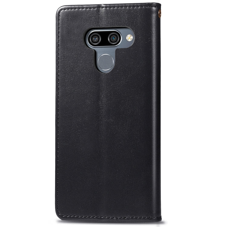 Retro Solid Color Leather Buckle Mobile Phone Protection Leather Case with Lanyard & Photo Frame & Card Slot & Wallet & Bracket Function for LG K50